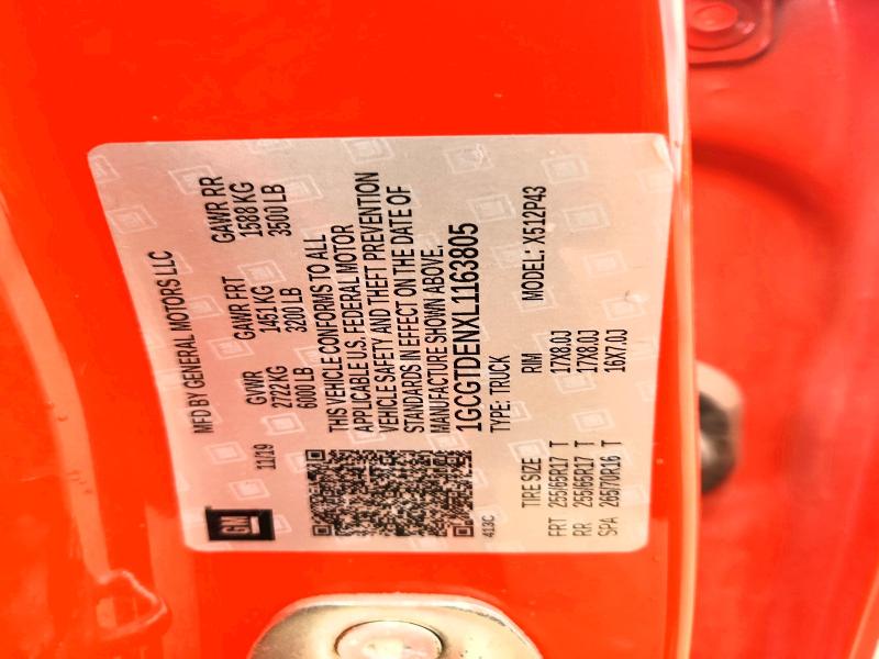 56488606 :رقم المزاد ، 1GCGTDENXL1163805 vin ، 2020 Chevrolet Colorado مزاد بيع