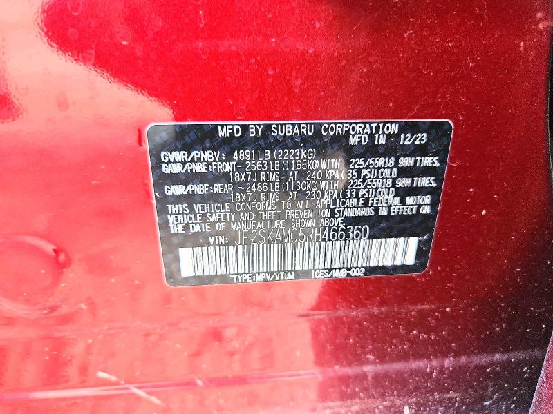 Продажа на аукционе авто 2024 Subaru Forester, vin: JF2SKAMC5RH466360, номер лота: 55995046