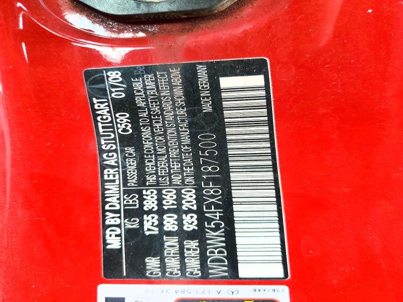 2008 Mercedes-benz Slk მანქანა იყიდება აუქციონზე, vin: WDBWK54FX8F187500, აუქციონის ნომერი: 56053816