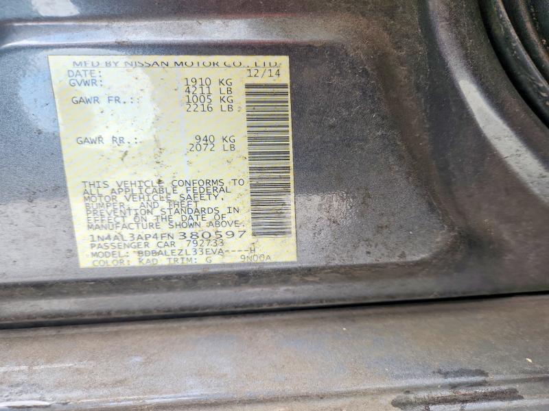 Aukcja sprzedaży 2015 Nissan Altima, vin: 1N4AL3AP4FN380597, numer aukcji: 58247786