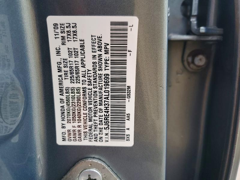 57779516 :رقم المزاد ، 5J6RE4H37AL019699 vin ، 2010 Honda Cr-v مزاد بيع
