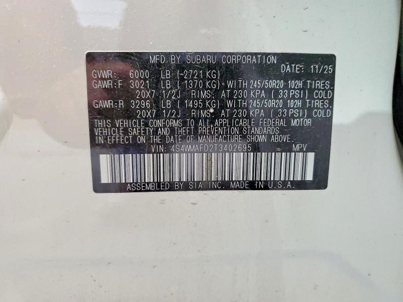 Продажа на аукционе авто 2026 Subaru Ascent, vin: 4S4WMAFD2T3402695, номер лота: 57811576