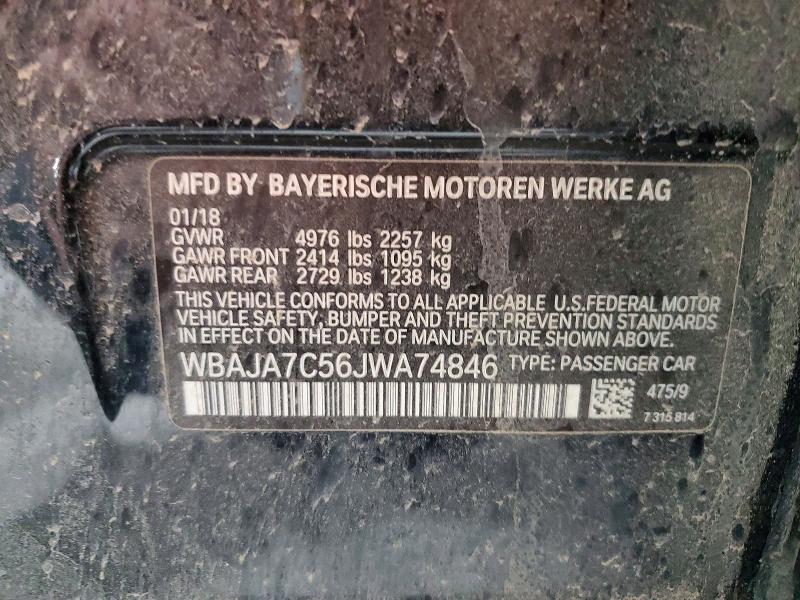 Продаж на аукціоні авто 2018 Bmw 530, vin: WBAJA7C56JWA74846, номер лоту: 55051916
