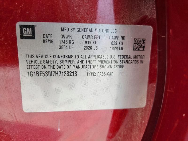 Продаж на аукціоні авто 2017 Chevrolet Cruze, vin: 1G1BE5SM7H7133213, номер лоту: 56127826