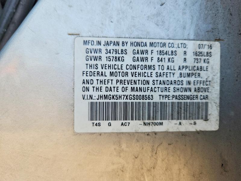 Продажа на аукционе авто 2016 Honda Fit, vin: JHMGK5H7XGS008563, номер лота: 55938956