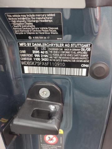 59309616 :رقم المزاد ، WDBSK75FX6F110910 vin ، 2006 Mercedes-benz Sl مزاد بيع