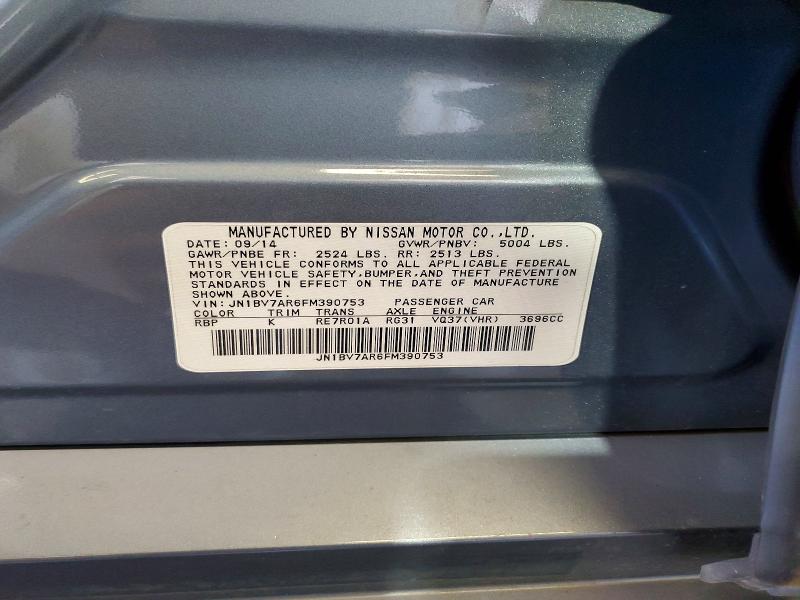 55912266 :رقم المزاد ، JN1BV7AR6FM390753 vin ، 2015 Infiniti Q50 مزاد بيع