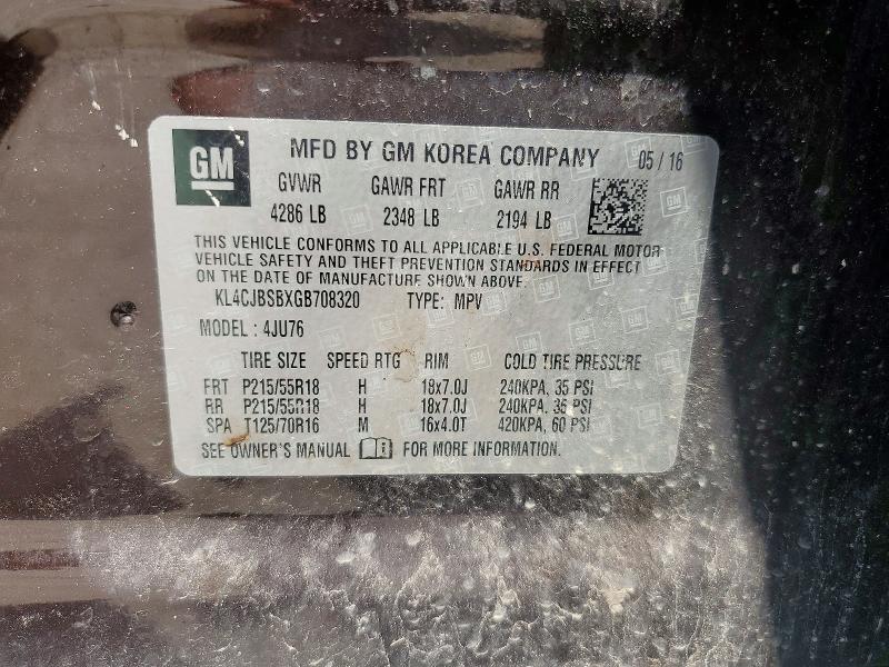 59146706 :رقم المزاد ، KL4CJBSBXGB708320 vin ، 2016 Buick Encore مزاد بيع