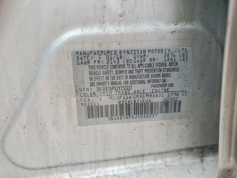 Aukcja sprzedaży 2018 Nissan Sentra, vin: 3N1AB7APXJY252237, numer aukcji: 57679296