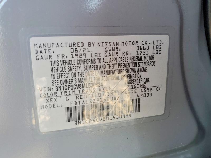 Продажа на аукционе авто 2021 Nissan Kicks, vin: 3N1CP5CV8ML530984, номер лота: 58078556