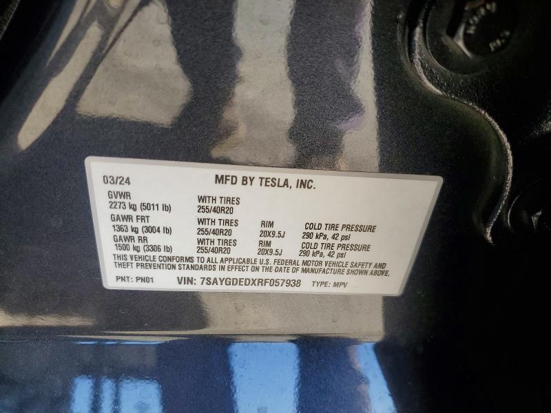 Продаж на аукціоні авто 2024 Tesla Model Y, vin: 7SAYGDEDXRF057938, номер лоту: 58575226
