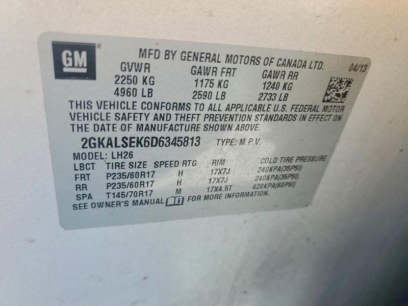 2013 Gmc Terrain მანქანა იყიდება აუქციონზე, vin: 2GKALSEK6D6345813, აუქციონის ნომერი: 55475796