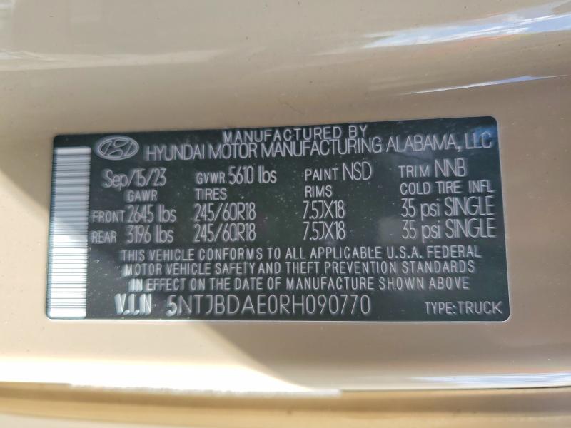 Aukcja sprzedaży 2024 Hyundai Santa Cruz, vin: 5NTJBDAE0RH090770, numer aukcji: 55416116