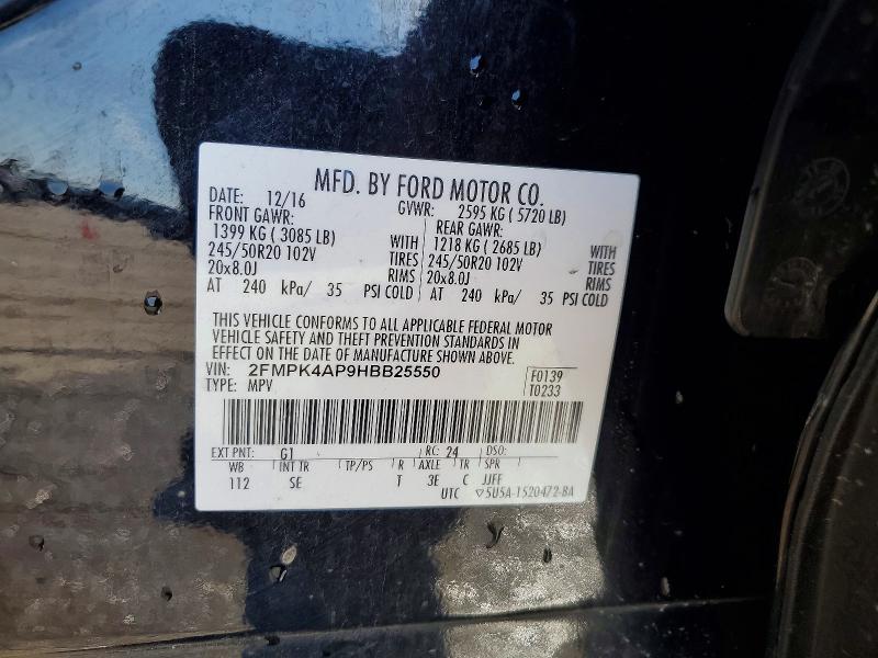 Продажа на аукционе авто 2017 Ford Edge, vin: 2FMPK4AP9HBB25550, номер лота: 56052686