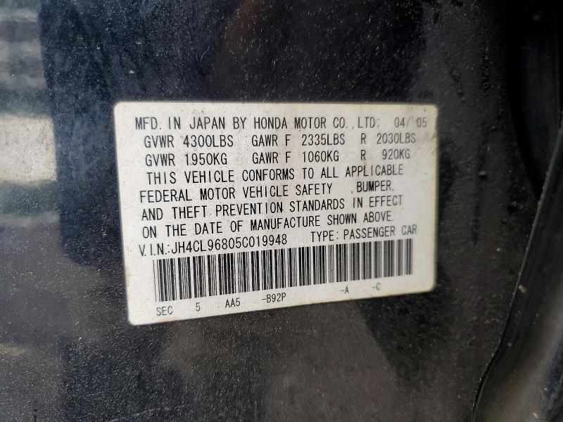 58655266 :رقم المزاد ، JH4CL96805C019948 vin ، 2005 Acura Tsx مزاد بيع