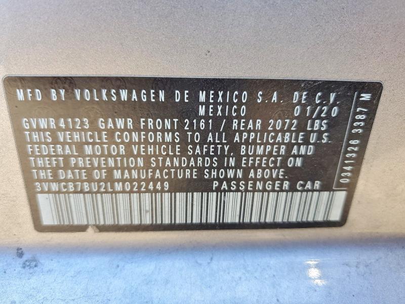 Aukcja sprzedaży 2020 Volkswagen Jetta, vin: 3VWCB7BU2LM022449, numer aukcji: 58159546