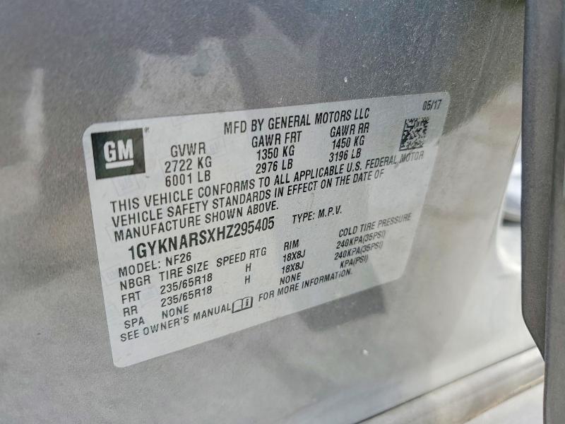 2017 Cadillac Xt5 მანქანა იყიდება აუქციონზე, vin: 1GYKNARSXHZ295405, აუქციონის ნომერი: 57262876