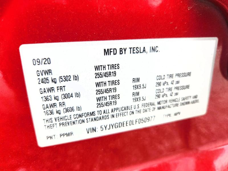 59079026 :رقم المزاد ، 5YJYGDEE0LF050977 vin ، 2020 Tesla Model Y مزاد بيع