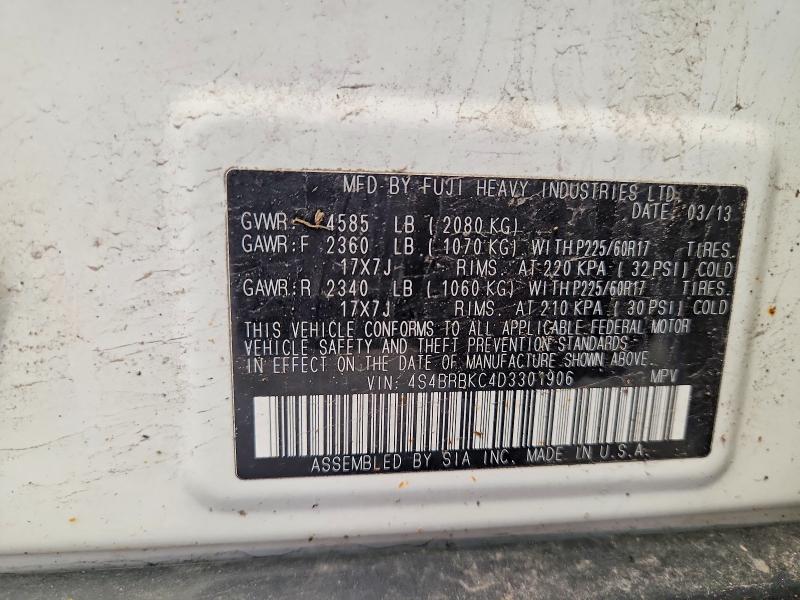 Aukcja sprzedaży 2013 Subaru Outback, vin: 4S4BRBKC4D3301906, numer aukcji: 57268466