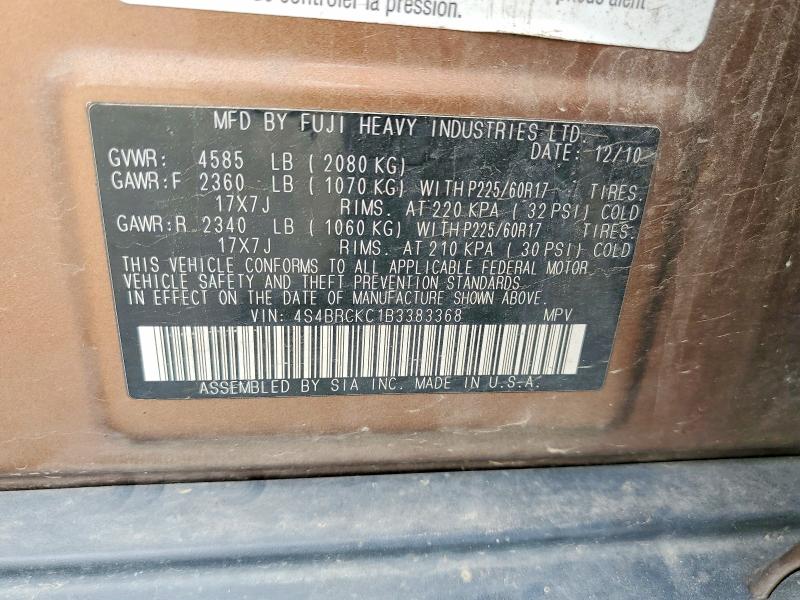 56394596 :رقم المزاد ، 4S4BRCKC1B3383368 vin ، 2011 Subaru Outback مزاد بيع