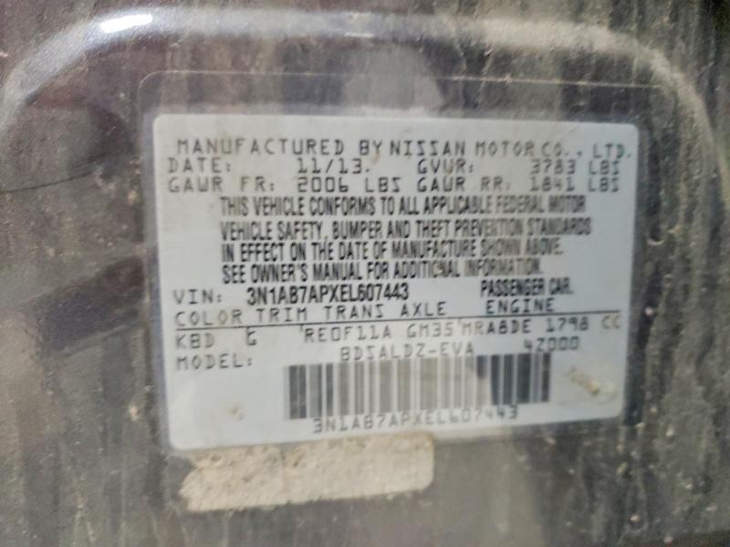 58158526 :رقم المزاد ، 3N1AB7APXEL607443 vin ، 2014 Nissan Sentra مزاد بيع