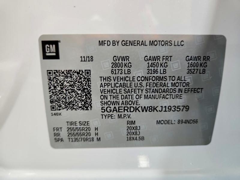 Продажа на аукционе авто 2019 Buick Enclave, vin: 5GAERDKW8KJ193579, номер лота: 56413346