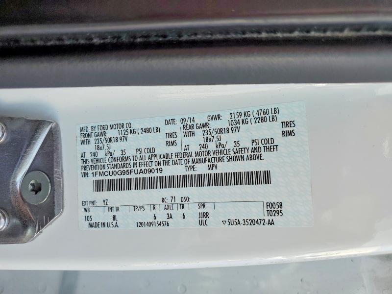 Aukcja sprzedaży 2015 Ford Escape, vin: 1FMCU0G95FUA09019, numer aukcji: 55464506