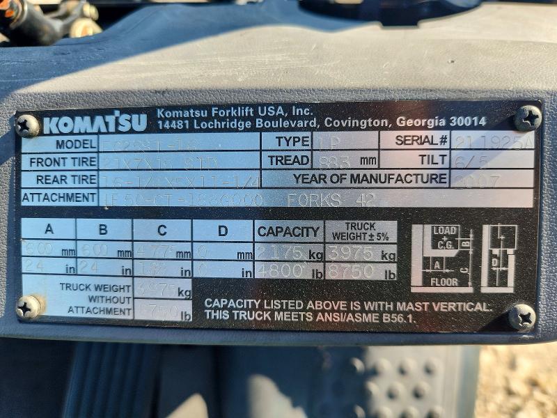 Продажа на аукционе авто 2005 Komatsu Unknown, vin: 211925A, номер лота: 57743816