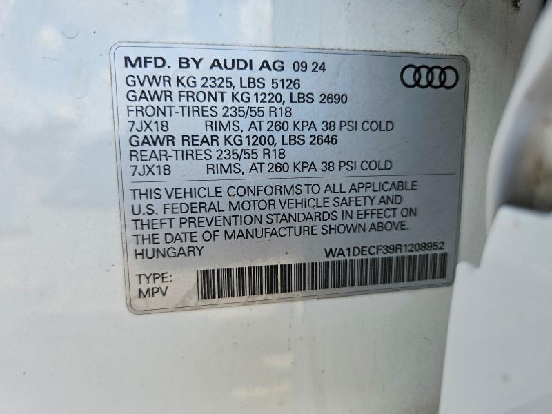 Aukcja sprzedaży 2024 Audi Q3, vin: WA1DECF39R1208952, numer aukcji: 58897796