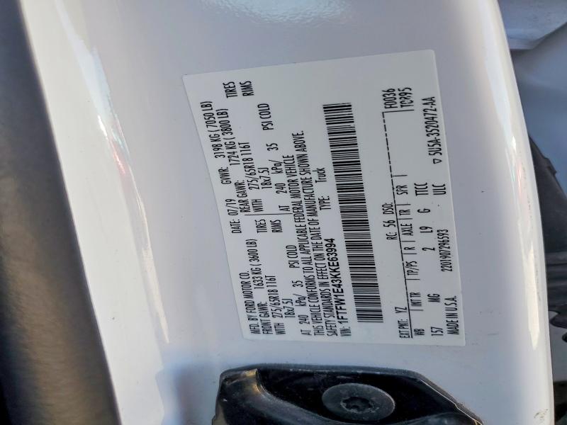 Продажа на аукционе авто 2019 Ford F150, vin: 1FTFW1E43KKE63994, номер лота: 57240436