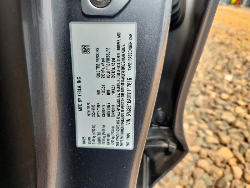 2026 Tesla Model 3 მანქანა იყიდება აუქციონზე, vin: 5YJ3E1EA0TF117816, აუქციონის ნომერი: 58756036