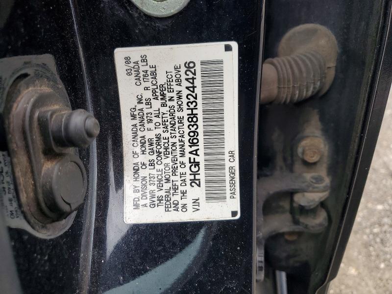 58964596 :رقم المزاد ، 2HGFA16938H324426 vin ، 2008 Honda Civic مزاد بيع