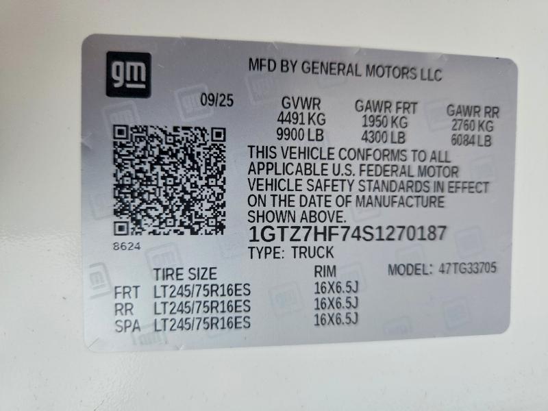 55457326 :رقم المزاد ، 1GTZ7HF74S1270187 vin ، 2025 Gmc Savana مزاد بيع