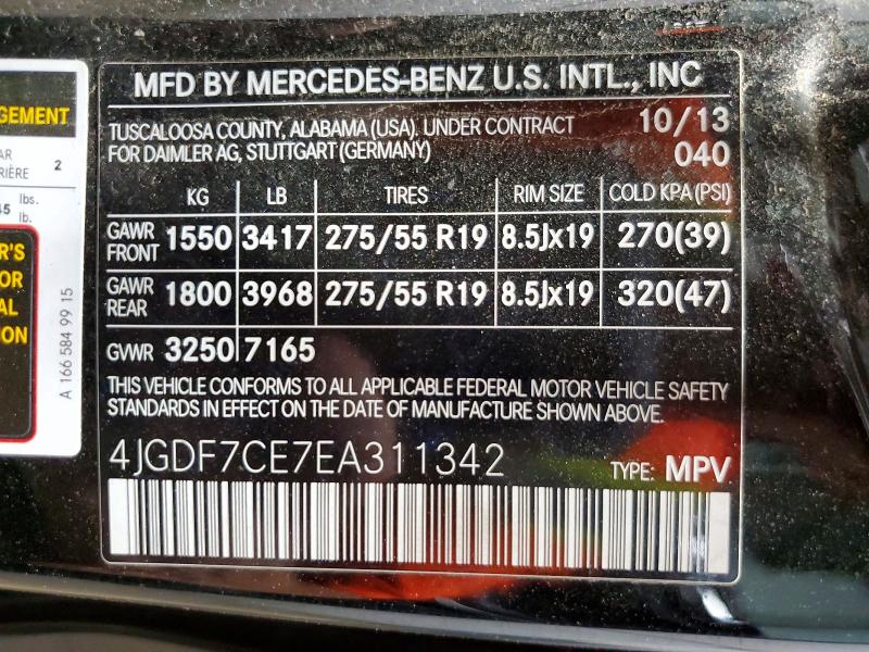 Aukcja sprzedaży 2014 Mercedes-benz Gl, vin: 4JGDF7CE7EA311342, numer aukcji: 59232266