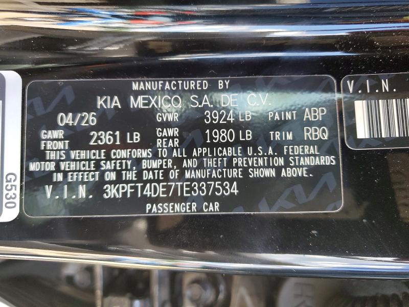 Aukcja sprzedaży 2026 Kia K4, vin: 3KPFT4DE7TE337534, numer aukcji: 58367716