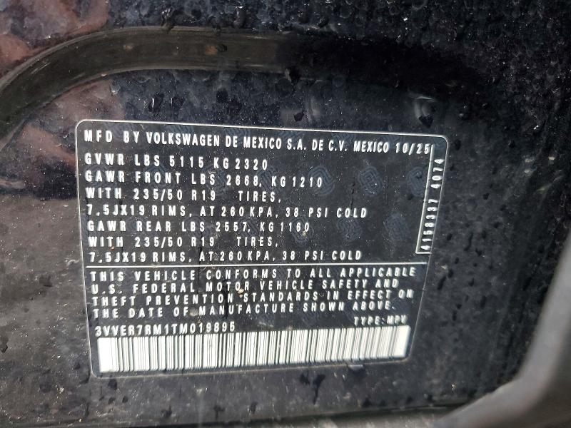 58506146 :رقم المزاد ، 3VVER7RM1TM019895 vin ، 2026 Volkswagen Tiguan مزاد بيع