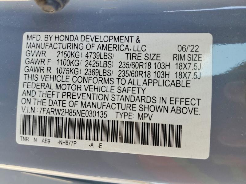 Продаж на аукціоні авто 2022 Honda Cr-v, vin: 7FARW2H85NE030135, номер лоту: 56328496