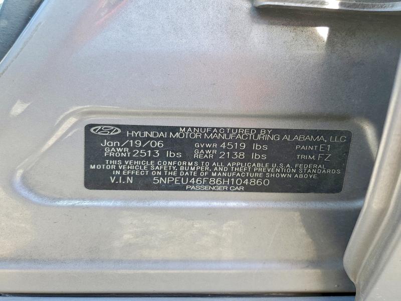 Aukcja sprzedaży 2006 Hyundai Sonata, vin: 5NPEU46F86H104860, numer aukcji: 55973616