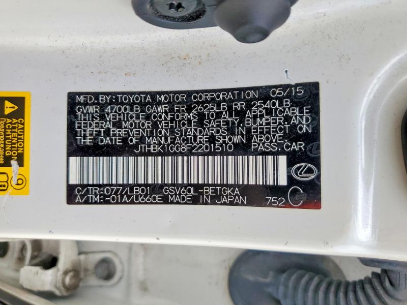 Продажа на аукционе авто 2015 Lexus Es, vin: JTHBK1GG8F2201510, номер лота: 57528736