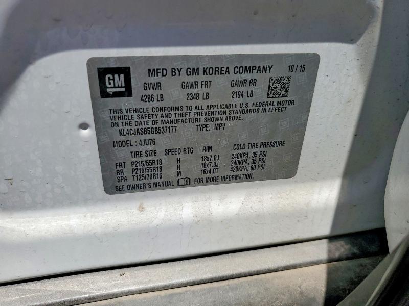 Aukcja sprzedaży 2016 Buick Encore, vin: KL4CJASB5GB537177, numer aukcji: 56595676