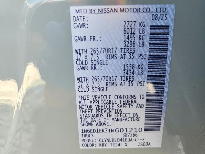 Продажа на аукционе авто 2026 Nissan Frontier, vin: 1N6ED1EK3TN601210, номер лота: 57941486