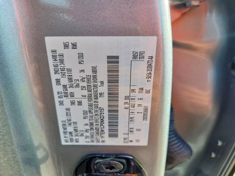 Продажа на аукционе авто 2022 Ford F150, vin: 1FTEW1CP0NKD75157, номер лота: 57833726