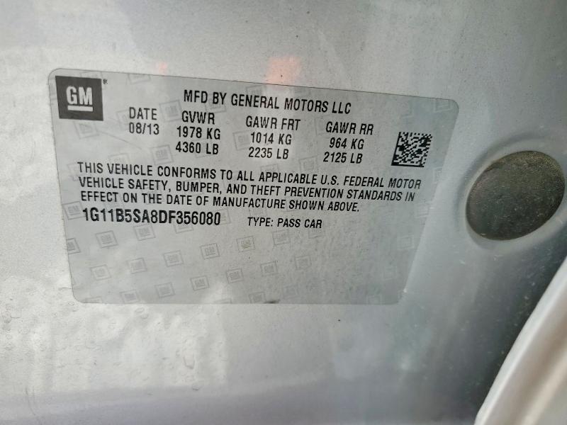 Продажа на аукционе авто 2013 Chevrolet Malibu, vin: 1G11B5SA8DF356080, номер лота: 57267396