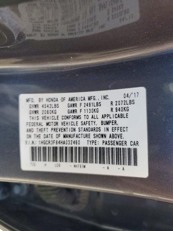 57592146 :رقم المزاد ، 1HGCR3F84HA032460 vin ، 2017 Honda Accord مزاد بيع