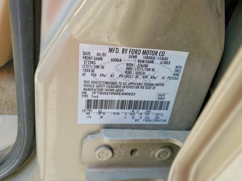 Продаж на аукціоні авто 2008 Ford F250, vin: 1FTSW21R08EA90023, номер лоту: 85615575