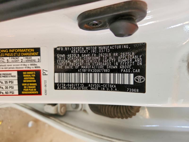 Продажа на аукционе авто 2013 Toyota Camry, vin: 4T1BF1FK3DU677883, номер лота: 55475056