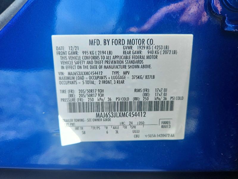 Продажа на аукционе авто 2021 Ford Ecosport, vin: MAJ6S3JLXMC454412, номер лота: 55507946