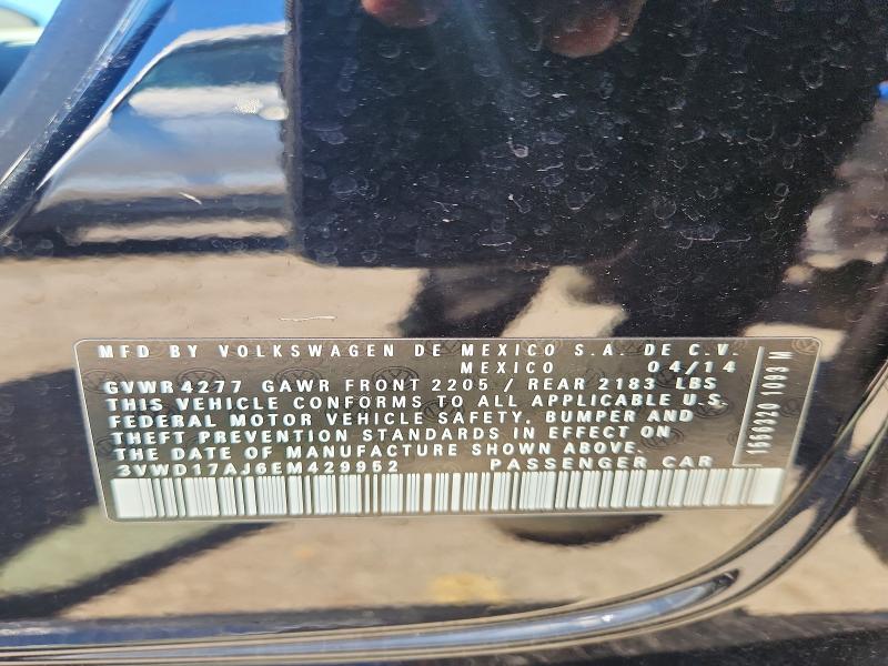 Aukcja sprzedaży 2014 Volkswagen Jetta, vin: 3VWD17AJ6EM429952, numer aukcji: 57082106