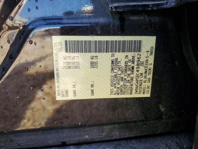 Aukcja sprzedaży 2014 Nissan Maxima, vin: 1N4AA5AP5EC498962, numer aukcji: 58607106