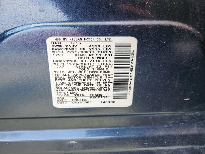 2015 Nissan Rogue Select მანქანა იყიდება აუქციონზე, vin: JN8AS5MT2FW163842, აუქციონის ნომერი: 58745726